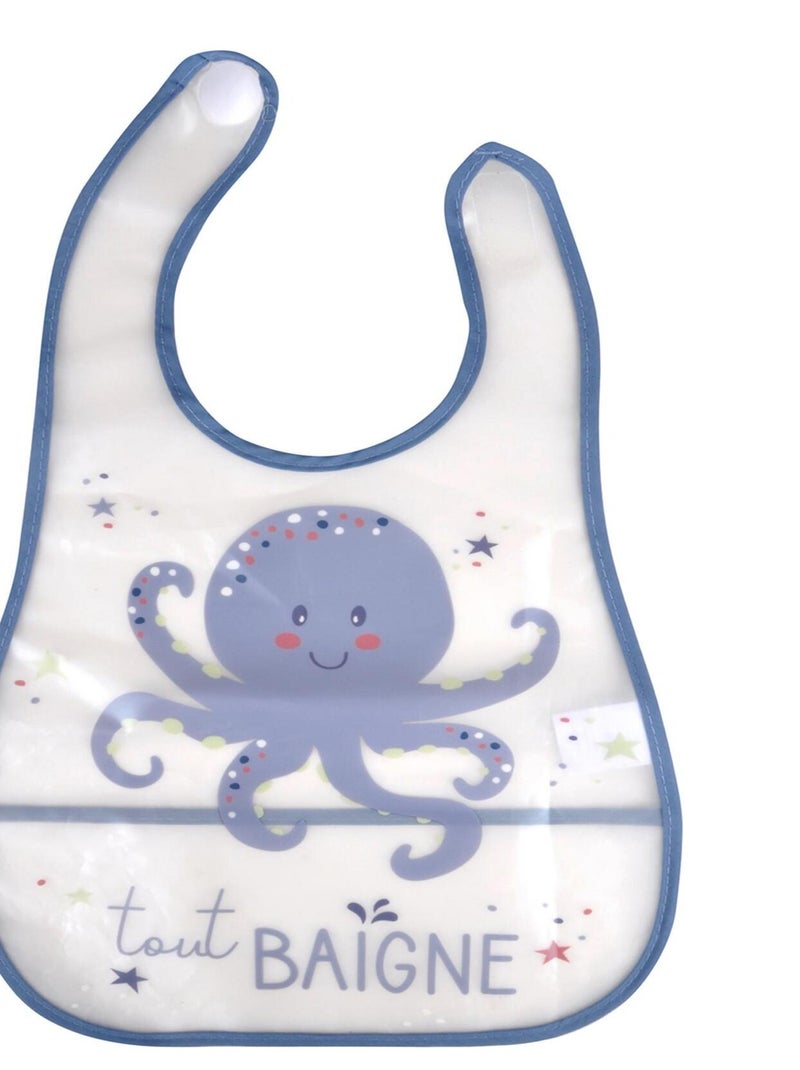 Bavoir bebe avec recuperateur Poulpe Bleu - Kiabi