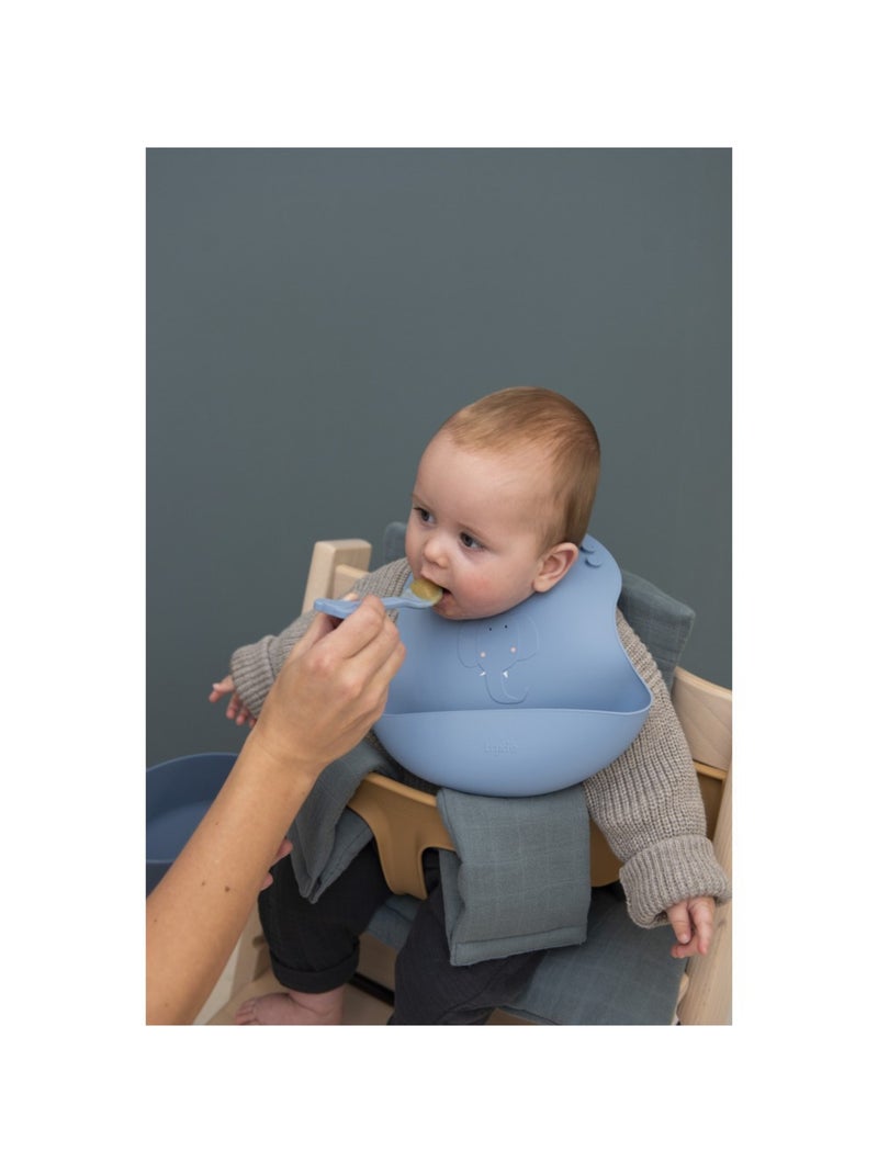 Bavoir bébé récupérateur en silicone Bleu - Kiabi