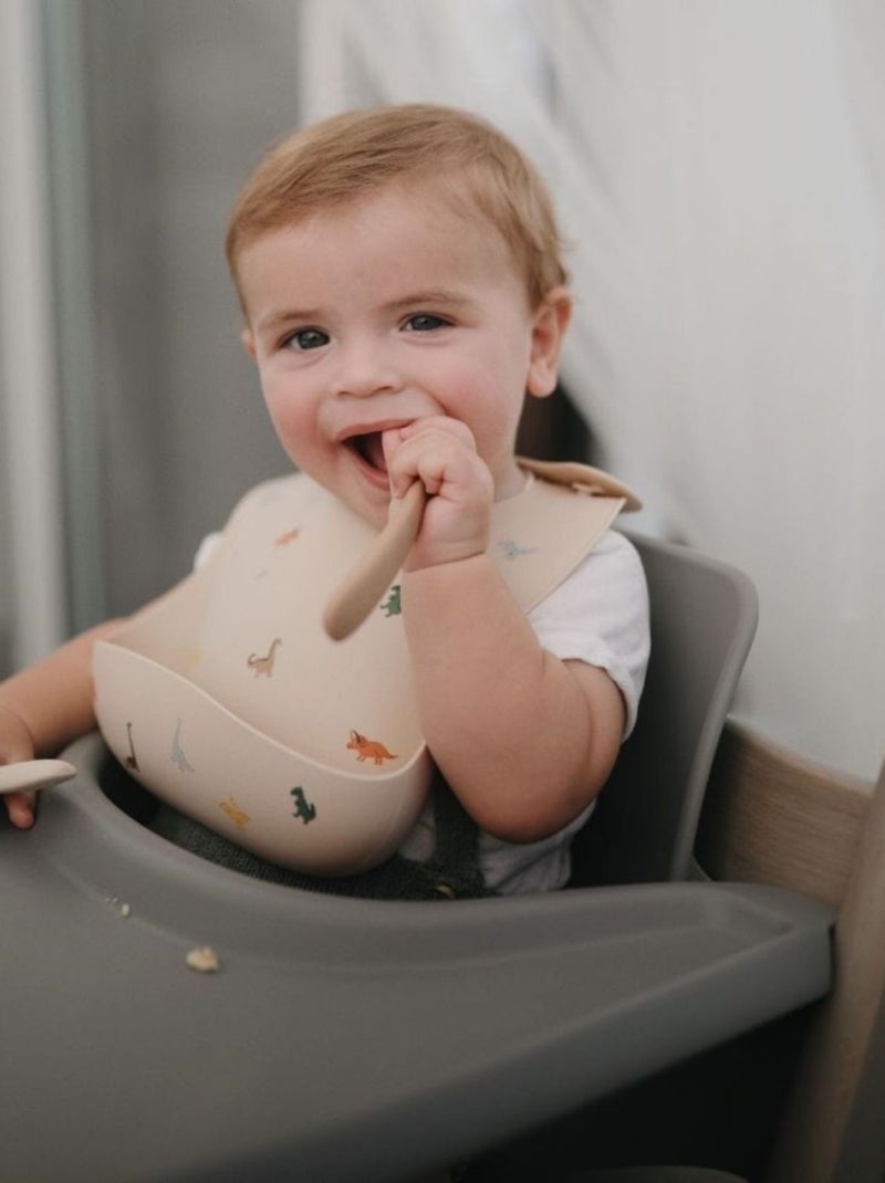 Bavoir bébé récupérateur en silicone Noir Rouge - Kiabi