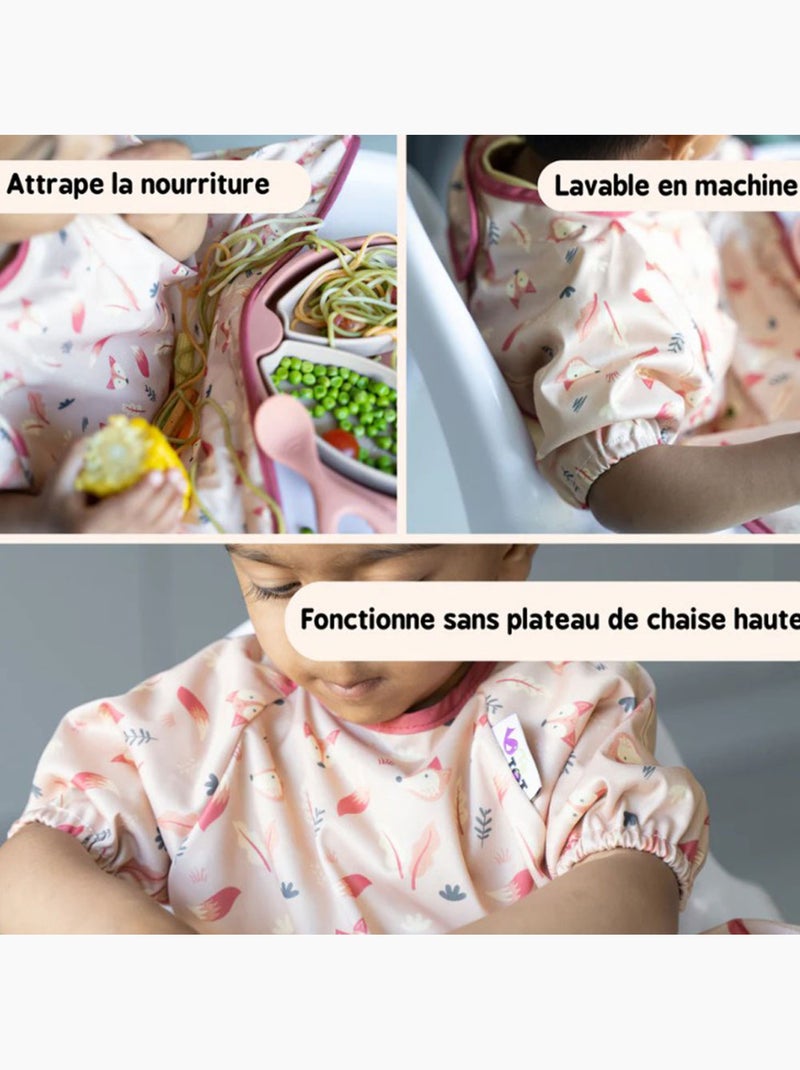 Bavoir Cover & Catch Tidy Tot - manches courtes - Renards Abricot - Kiabi
