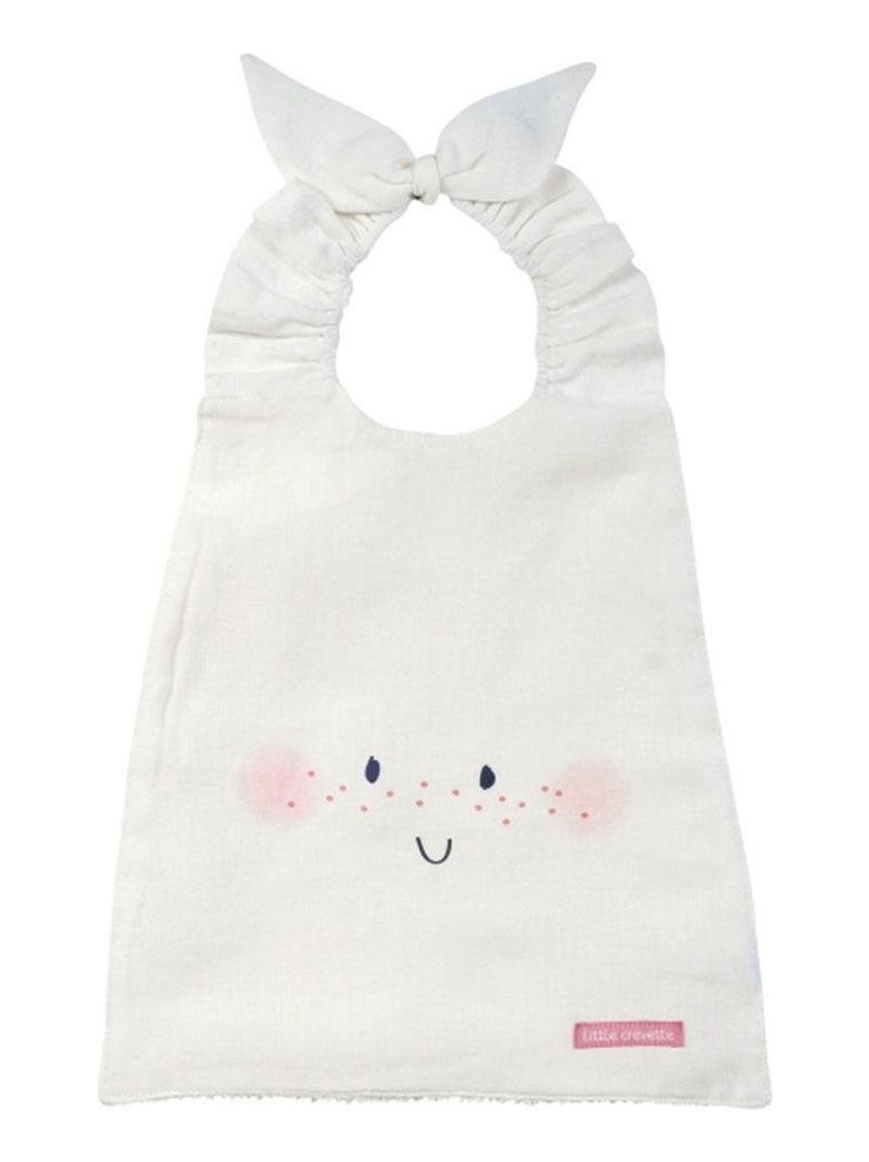 Bavoir Élastiqué En Coton Bio Happy Face Blanc - Kiabi