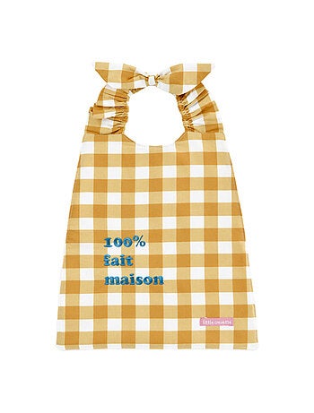 Bavoir élastique vichy ocre Fait-Maison