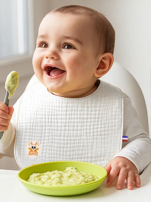 Bavoir en Coton Bio Blanc - Kiabi
