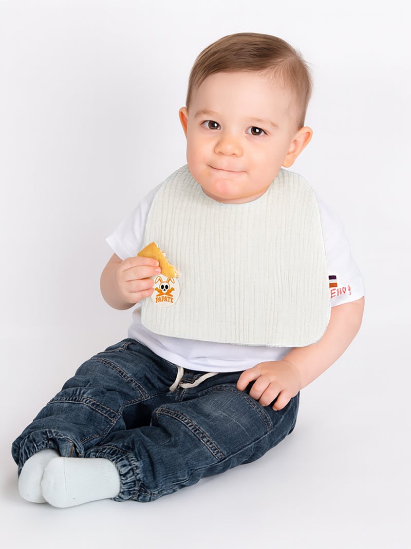 Bavoir en Coton Bio Blanc Blanc - Kiabi