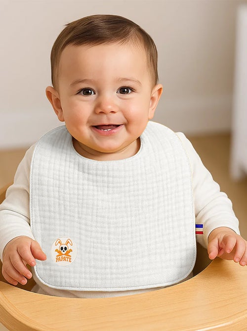 Bavoir en Coton Bio Blanc - Kiabi
