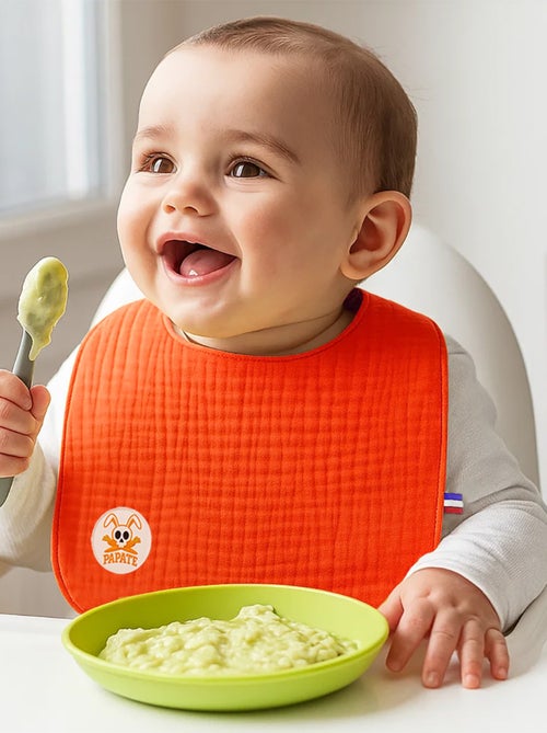 Bavoir en Coton Bio Fraise - Kiabi