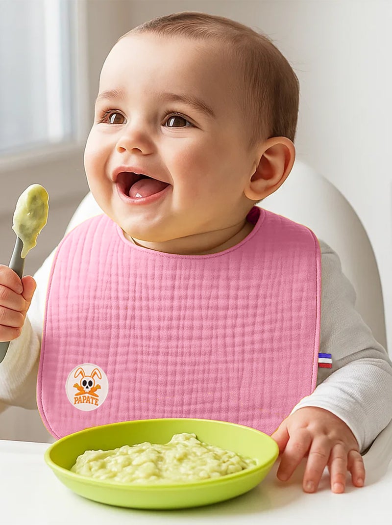 Bavoir en Coton Bio Rose Rose - Kiabi