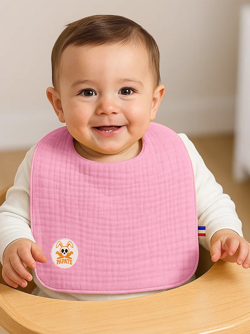 Bavoir en Coton Bio Rose Rose - Kiabi