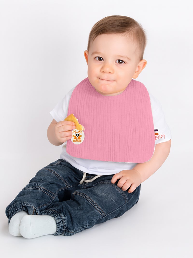 Bavoir en Coton Bio Rose Rose - Kiabi