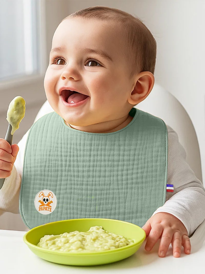 Bavoir en Coton Bio Vert Vert - Kiabi