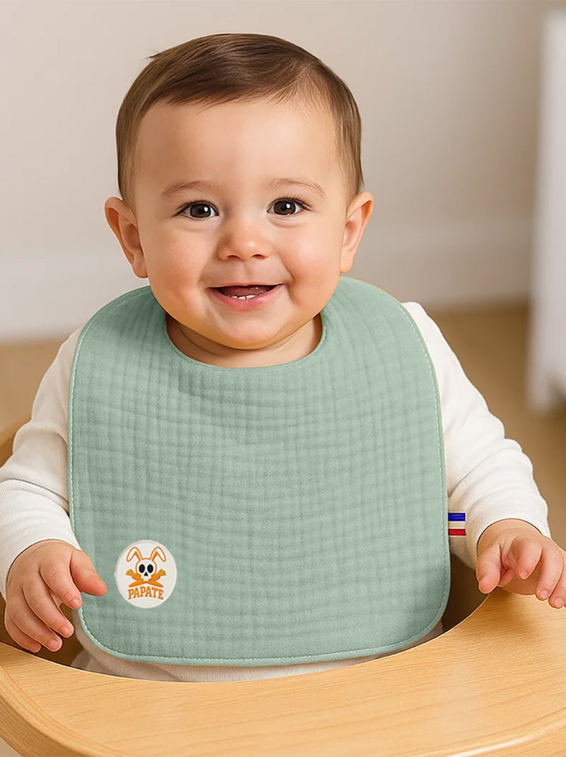 Bavoir en Coton Bio Vert Vert - Kiabi