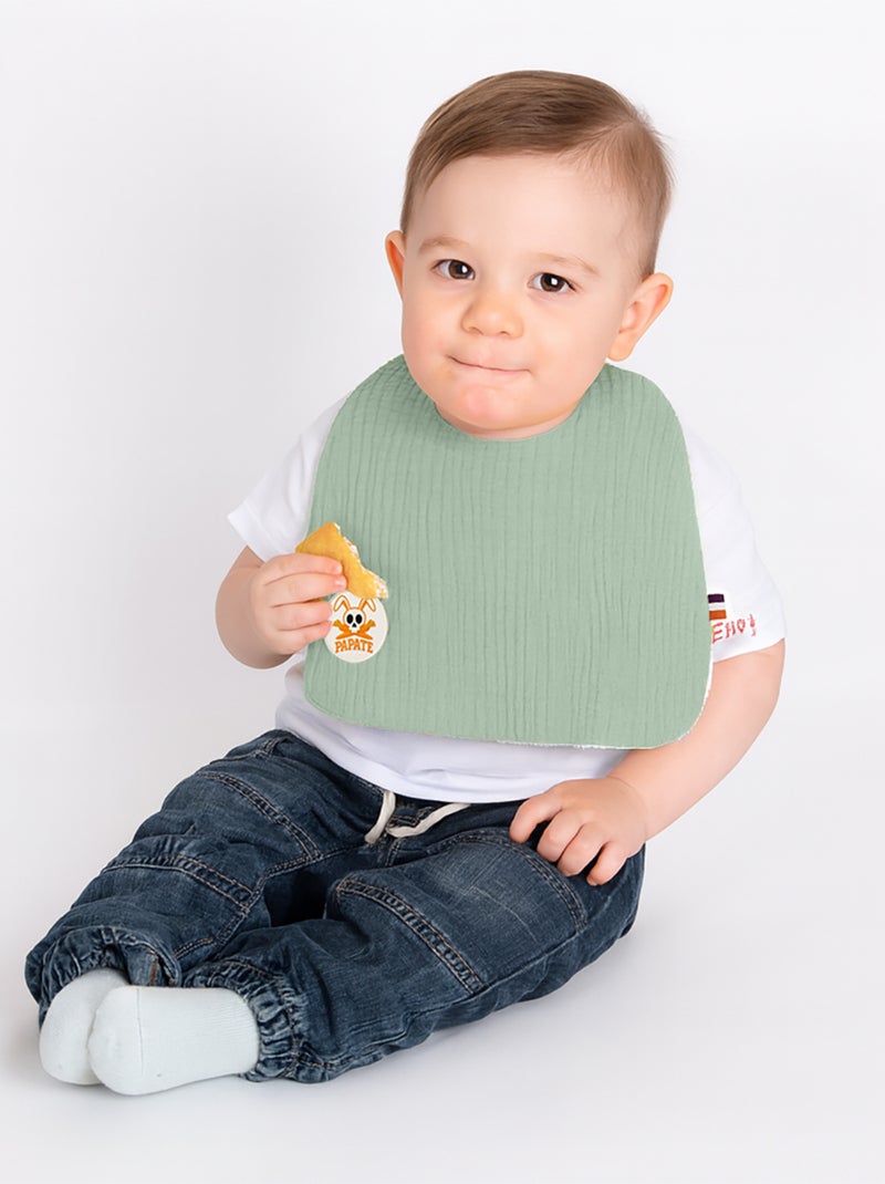 Bavoir en Coton Bio Vert Vert - Kiabi