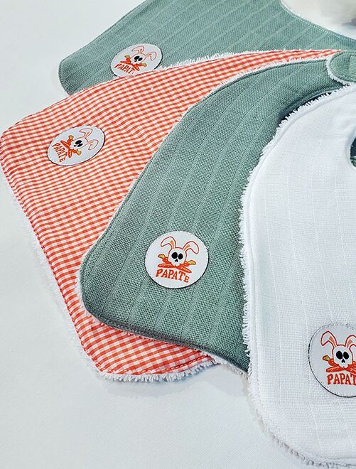 Bavoir En Coton éponge/chenille Pour Enfant - Taille Unique Réglable - Pour Crèche, Maternelle - Bleu Ciel