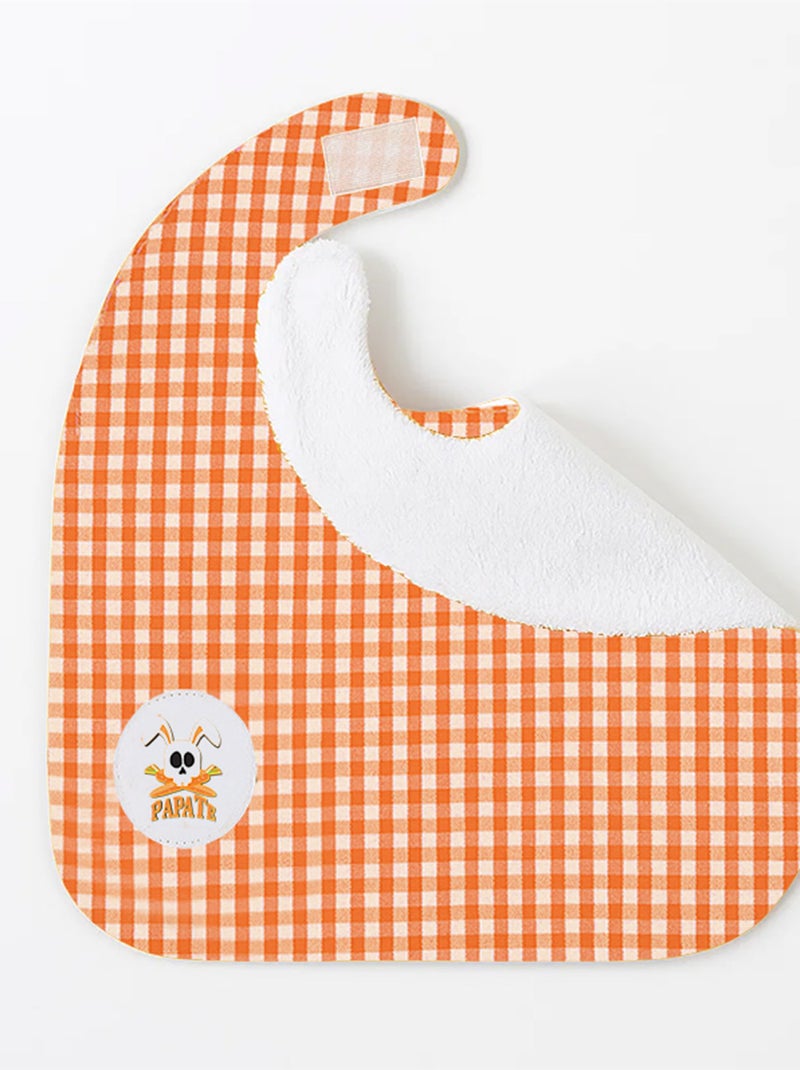 Bavoir en Coton Bio Vichy Orange - Kiabi