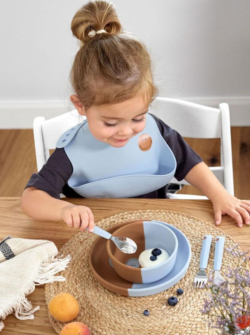 Bavoir en silicone Happy Rascals - Smile Bleu - Kiabi