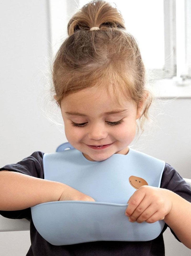 Bavoir en silicone Happy Rascals - Smile Bleu - Kiabi