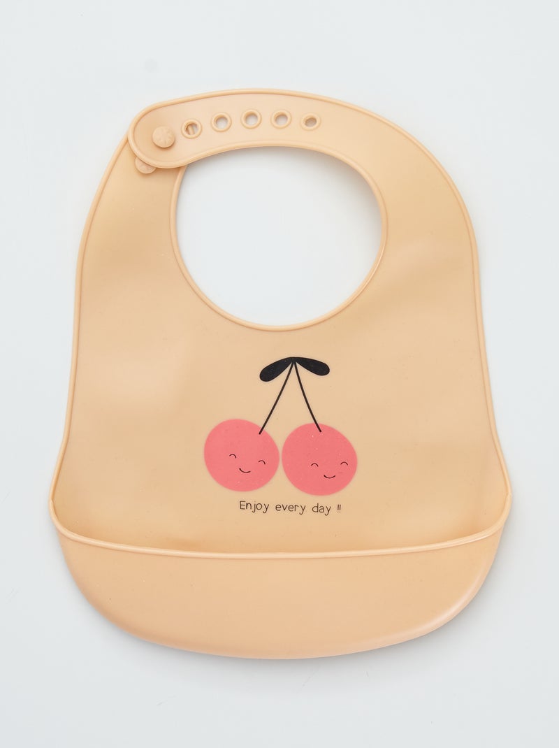 Bavoir en silicone imprimé Rose - Kiabi