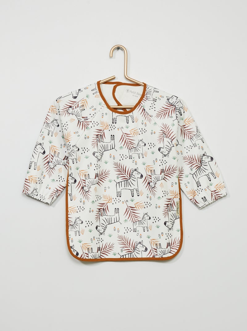 Bavoir imperméable 'Petit Béguin' Blanc/Camel - Kiabi