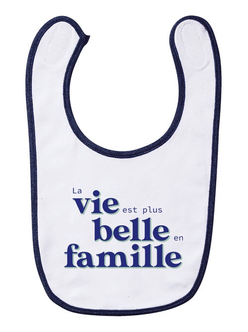 Bavoir LA VIE EST PLUS BELLE EN FAMILLE BLEU - Kiabi