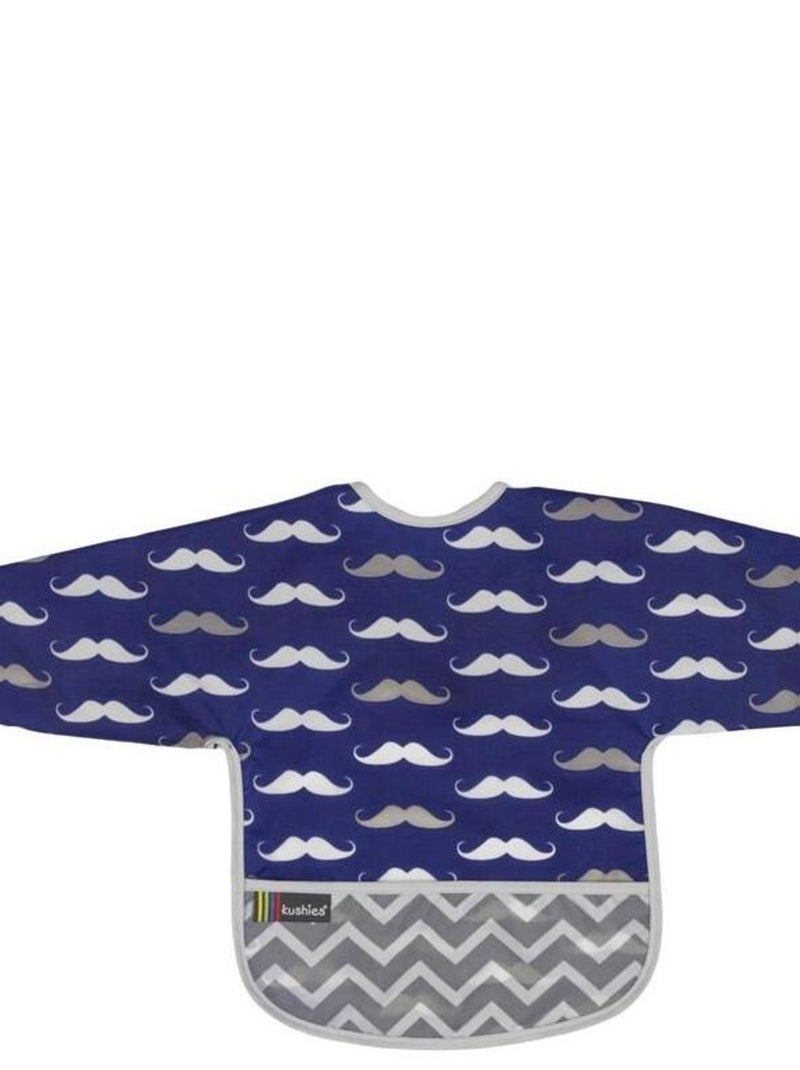 Bavoir Manches longues 2-4 ans Mustache Bleu - Kiabi