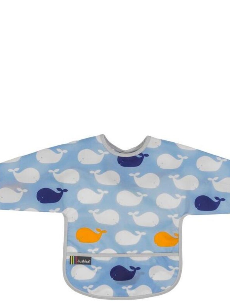 Bavoir Manches longues 2-4 ans Whales Bleu - Kiabi