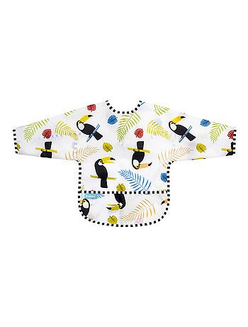 Bavoir Manches longues 6-12 mois White Toucans