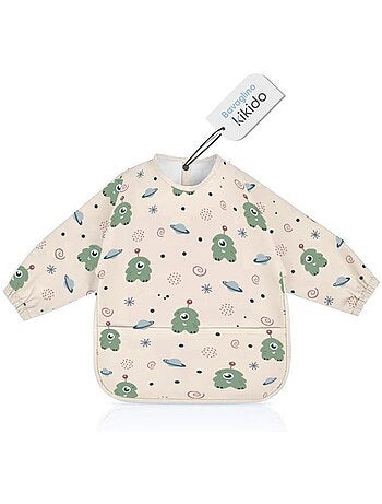 Bavoir manches longues imperméable avec poche ramasse-miettes - kikido