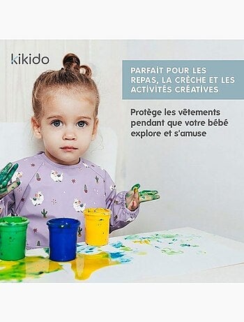 Bavoir manches longues imperméable avec poche ramasse-miettes - kikido