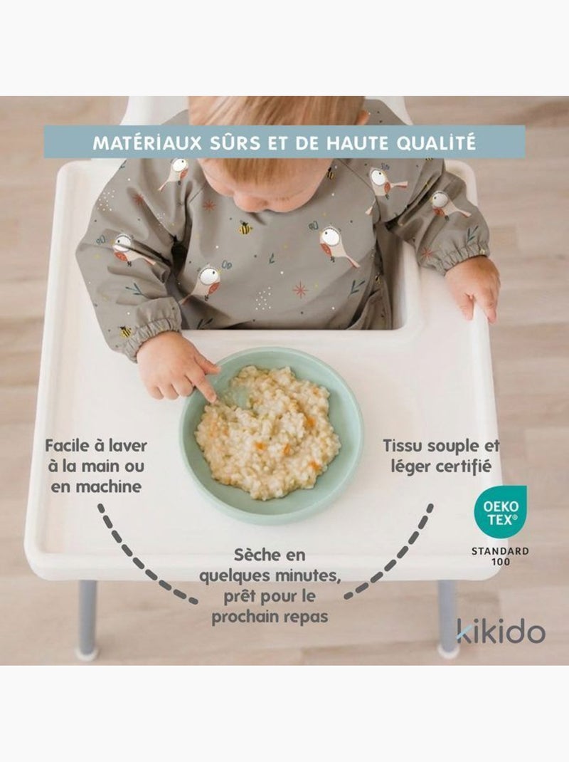 Bavoir manches longues imperméable avec poche ramasse-miettes - kikido Beige - Kiabi