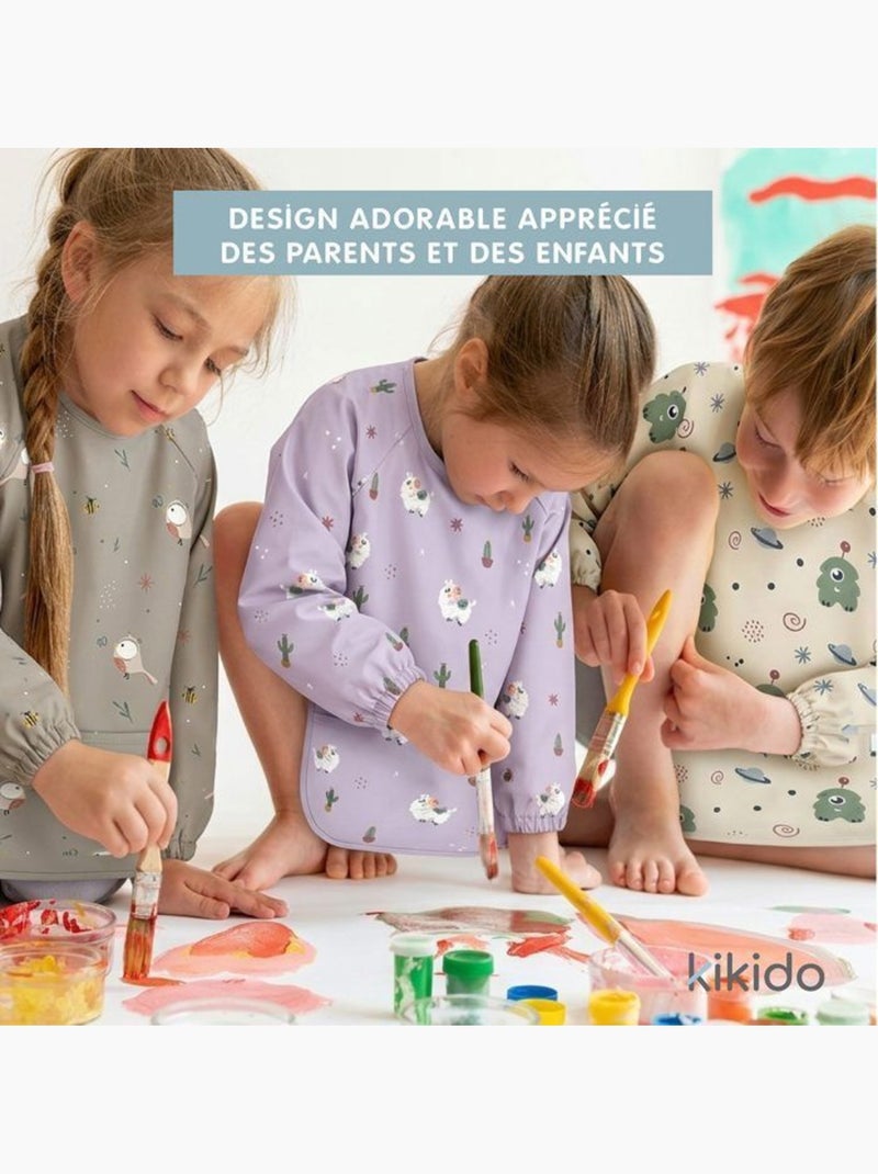 Bavoir manches longues imperméable avec poche ramasse-miettes - kikido Beige - Kiabi