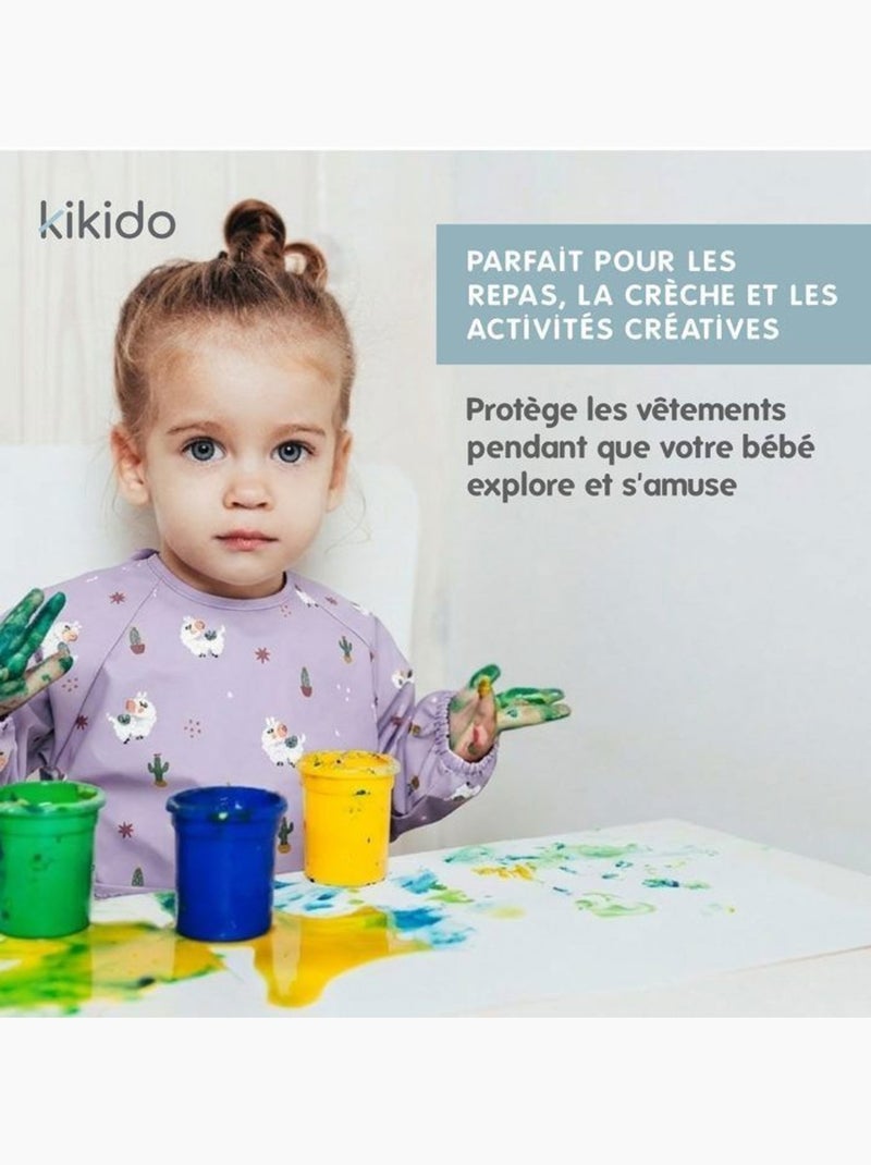 Bavoir manches longues imperméable avec poche ramasse-miettes - kikido Beige - Kiabi