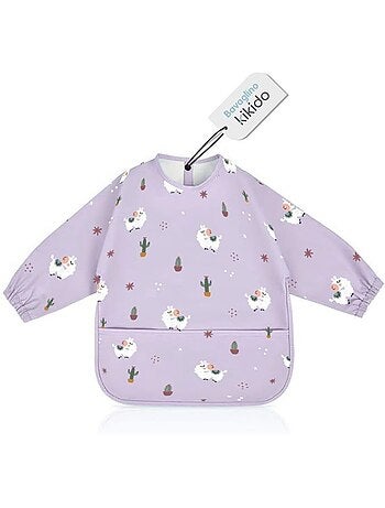 Bavoir manches longues imperméable avec poche ramasse-miettes - kikido