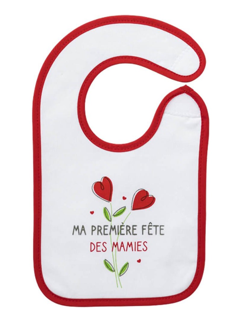 Bavoir naissance en éponge Fête mamie Blanc Rouge - Kiabi
