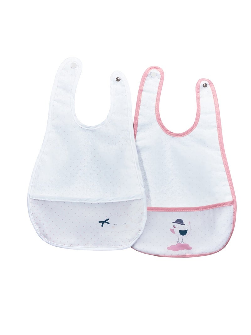 Bavoir plastifié avec récupérateur - SAUTHON Blanc Rose - Kiabi