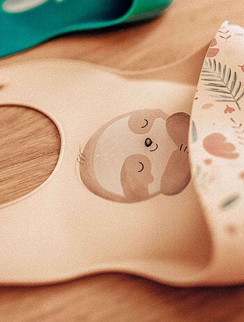 Bavoir récupérateur en silicone, Animaux Sassi Junior