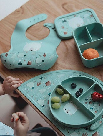 Bavoir récupérateur en silicone, Animaux Sassi Junior