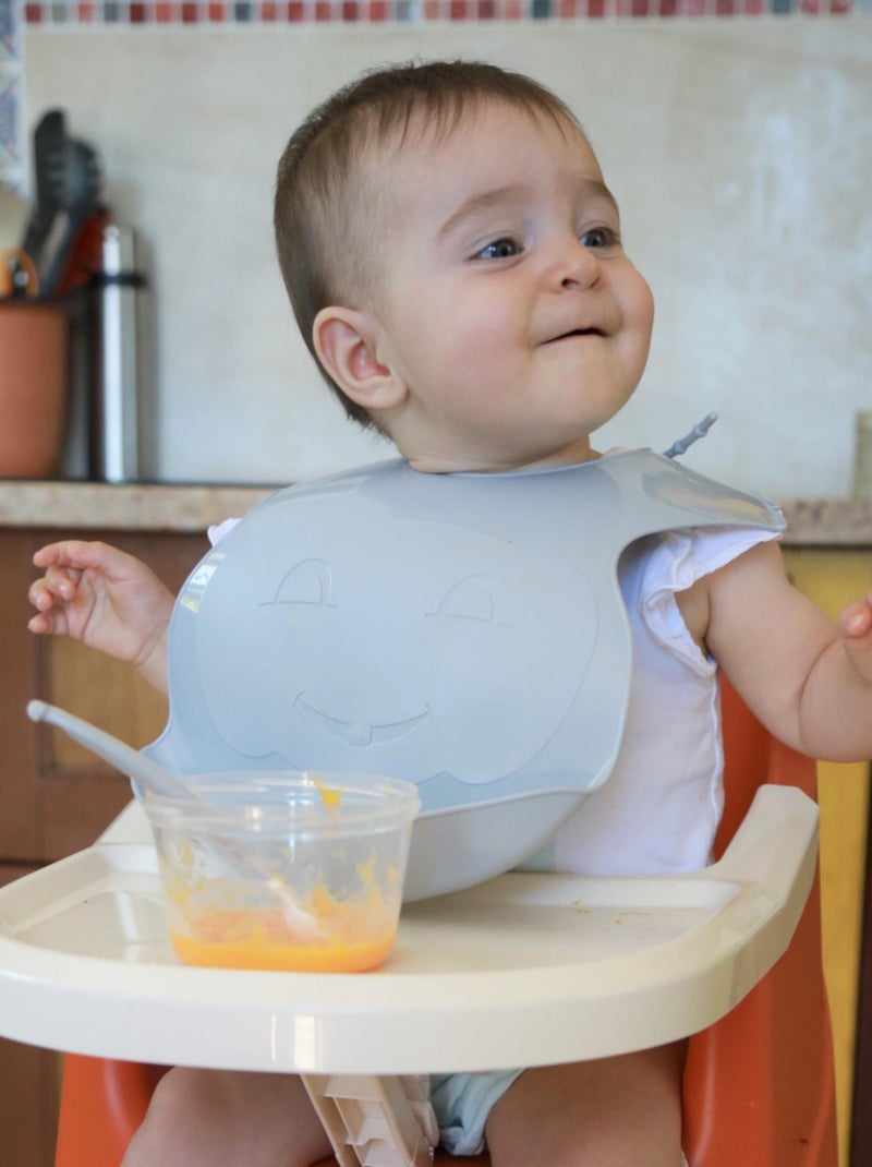 Bavoir semi-rigide avec récupérateur Gris - Kiabi