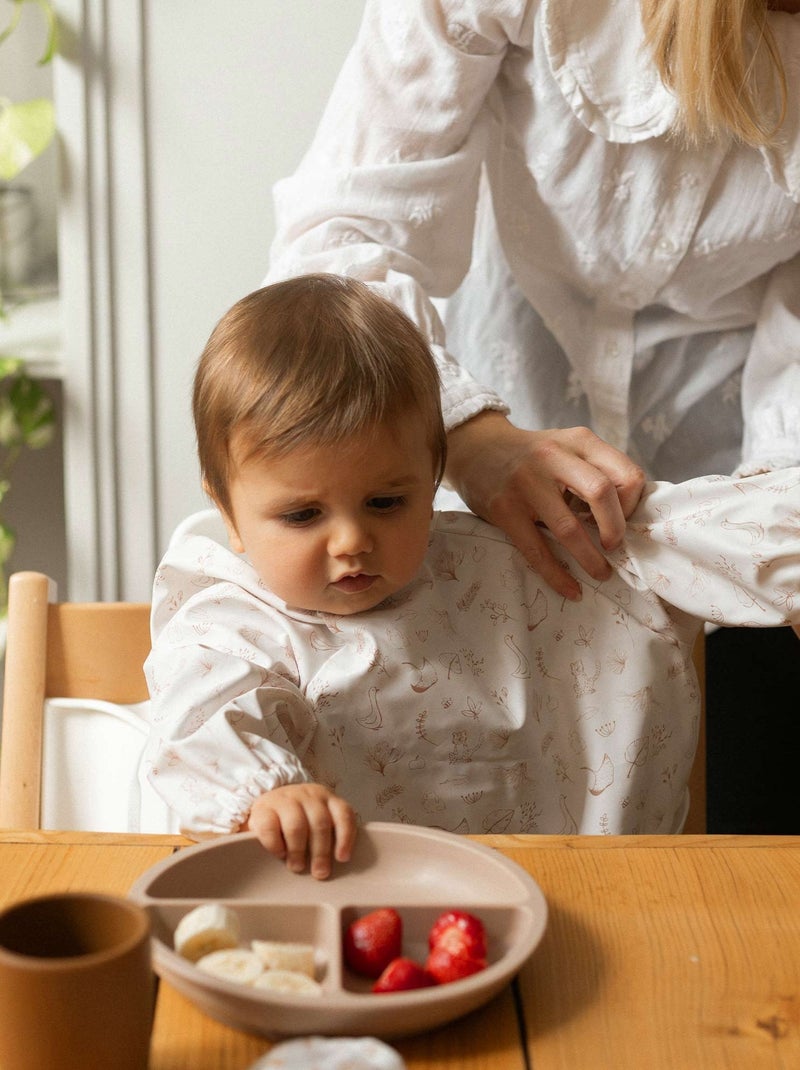 Bavoir Tablier à Manche Longues Pour Bébé Ecru - Kiabi