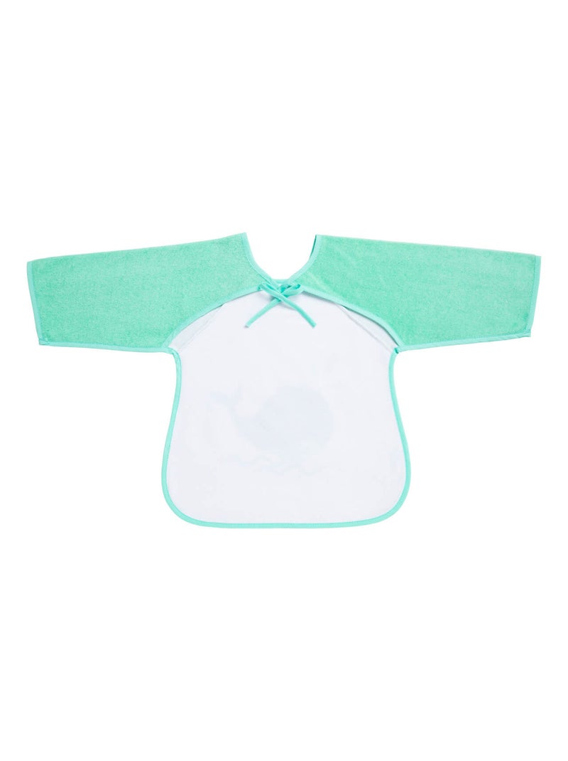 Bavoir tablier à manches Marin 12 mois Bio Bleu Vert - Kiabi