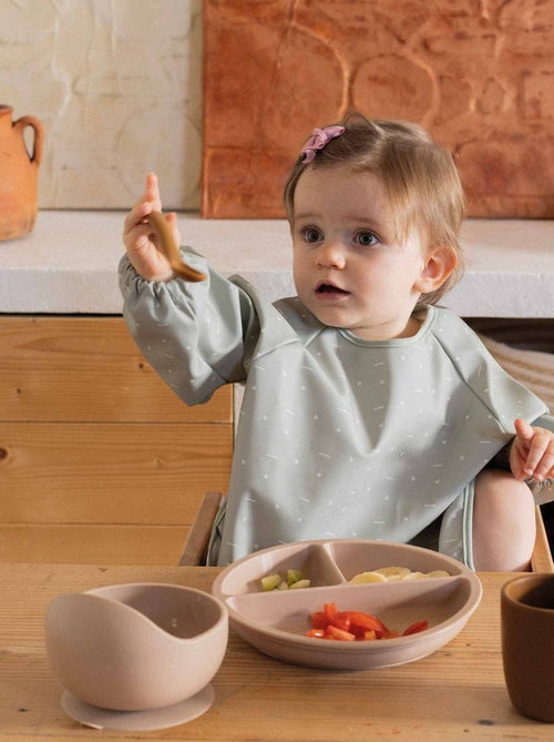Bavoir Tablier Avec Récupérateur Pour Bébé - Kiabi Bavoir Tablier Avec Récupérateur Pour Bébé - Kiabi