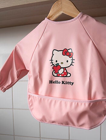 Bavoir Tablier Bébé Manches Longues - Hello Kitty - Tissu Imperméable Avec Poche