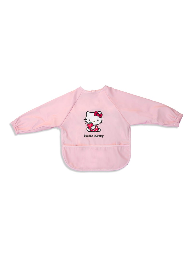 Bavoir Tablier Bébé Manches Longues - Hello Kitty - Tissu Imperméable Avec Poche Rose - Kiabi