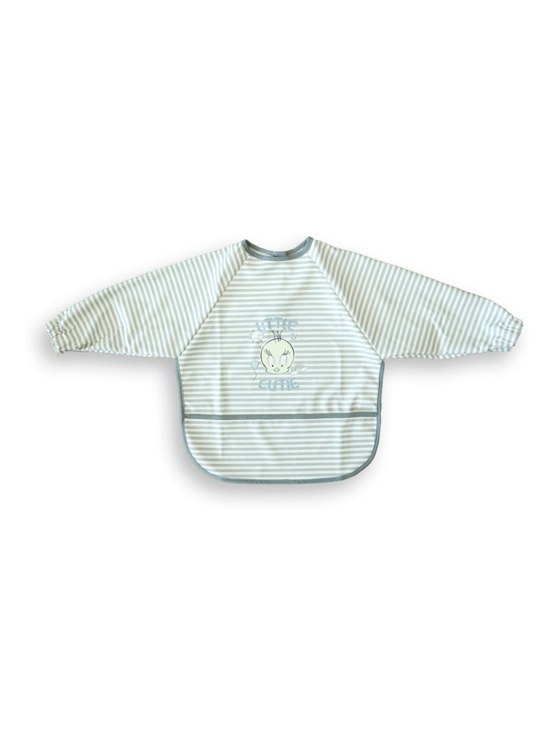 Bavoir Tablier Bébé Manches Longues –  LOONEY TUNES – Tissu Imperméable Avec Poche Gris - Kiabi