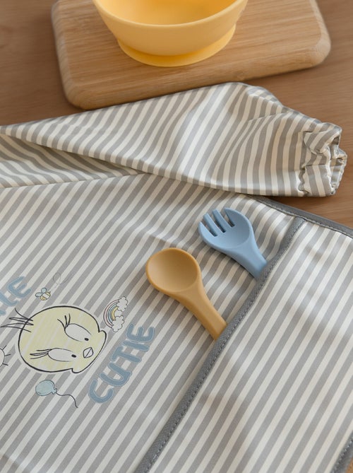 Bavoir Tablier Bébé Manches Longues –  LOONEY TUNES – Tissu Imperméable Avec Poche - Kiabi