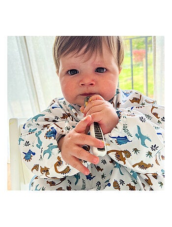 Bavoir tablier enduit 12 mois - Funny Dino - Babycalin