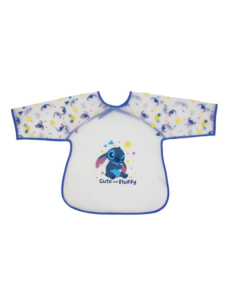Bavoir tablier imperméable à manches longues 12 mois - Stitch - Babycalin Blanc Violet Bleu - Kiabi