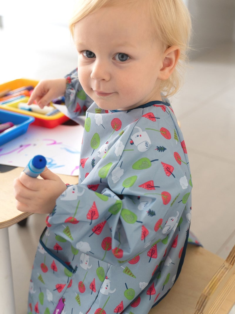 Bavoir Tablier Long Tidy Tot - Éléphants et arbres Gris - Kiabi