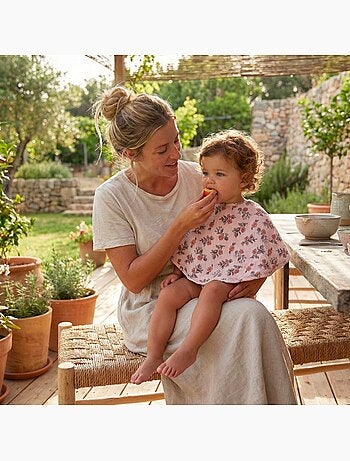 Bb & co - bavoir 2 en 1 (poncho et épaule) gaze de coton et bambou