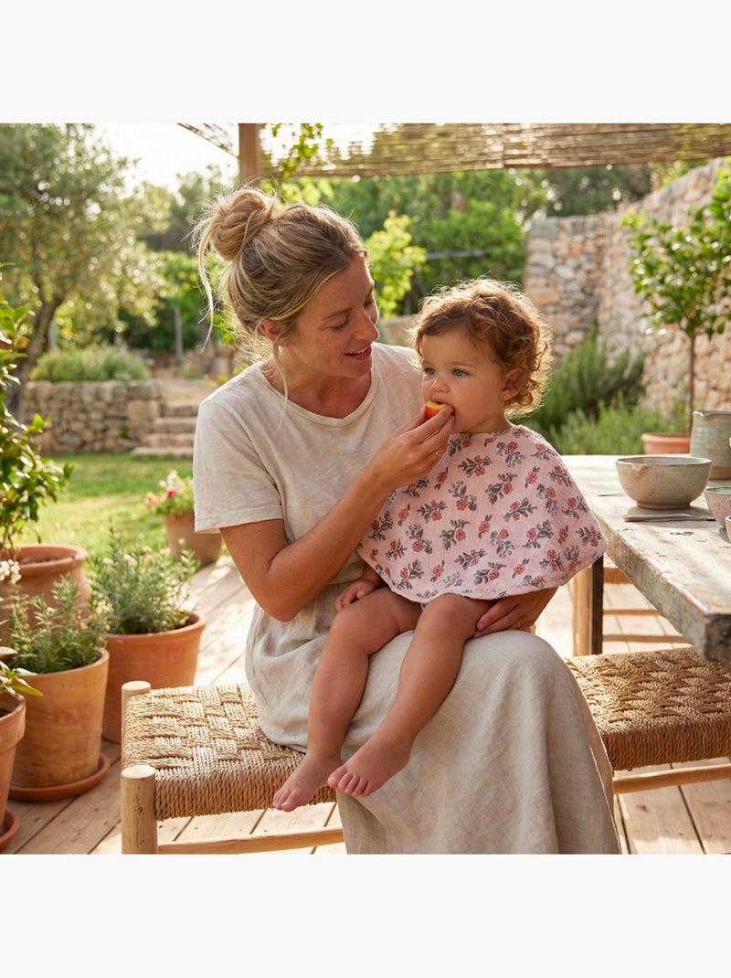 Bb & co - bavoir 2 en 1 (poncho et épaule) gaze de coton et bambou Multicolore - Kiabi