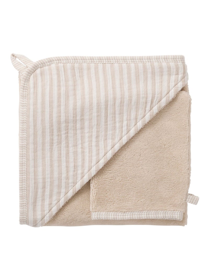 BB & Co - Cape de bain + gant Beige - Kiabi